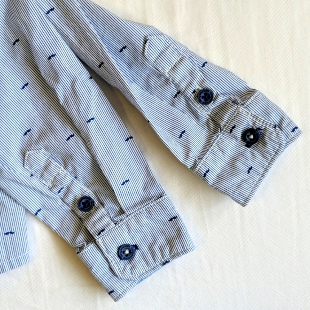 gingersnaps moustache print button down dress shirt 12 months baby boy - Picture 3 of 7